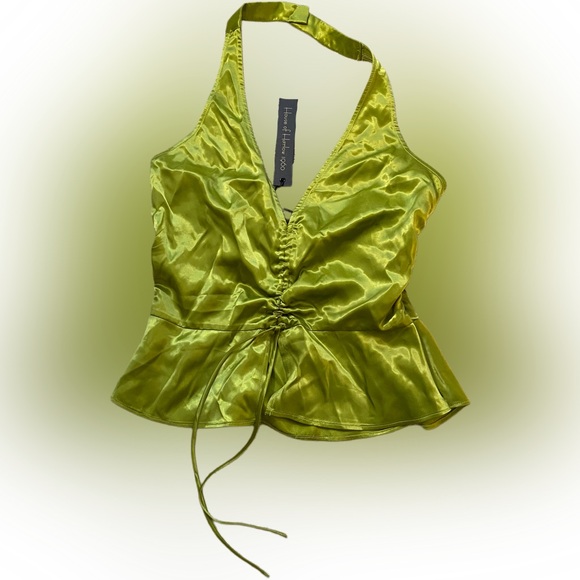 REVOLVE Riema Top House of Harlow 1960 MEDIUM nwt lime green satin summer blouse - Picture 2 of 7